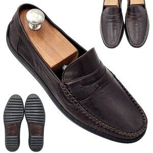 Vintage Bragano Loafers Cole Haan Italy Mens 7 Brown Leather Dress Shoes Loafers